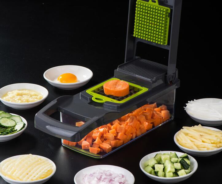 Multifunctional Vegetable Cutter, Hand Crank Roller Grater, Household Kitchen Vegetable Chopper, Slicer Potato Shredder, Vegetable Chopping Artifact, Green