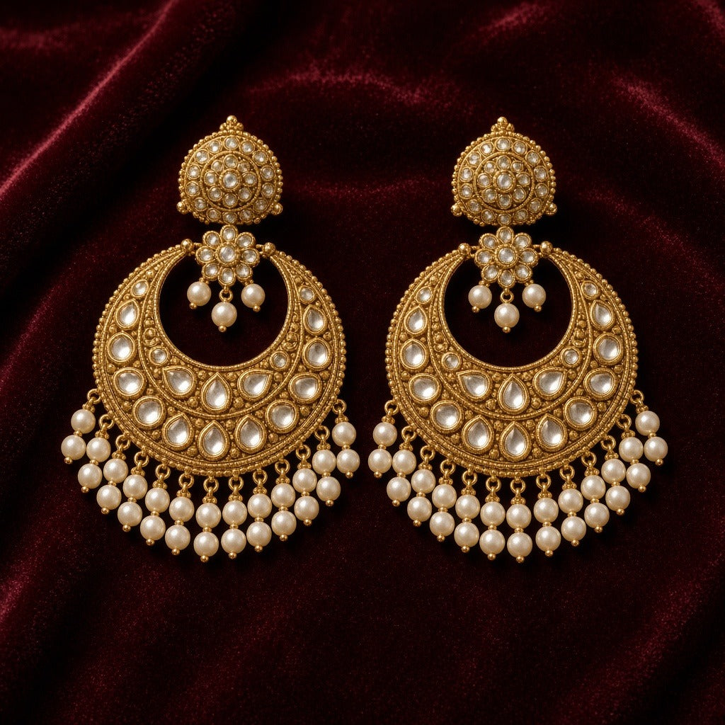 Kundan chandbali earrings