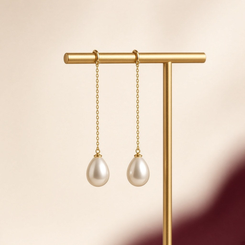 Gold and pearl drop earrings
