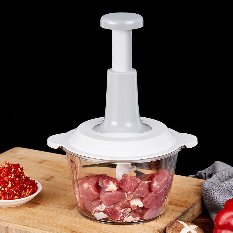 Hand Push 900 ML with 4 Stainless Steel Blades Vegetable & Fruit Chopper  (1 Bowl with LID, 1 cutter 4X Blade, 1 Handle)