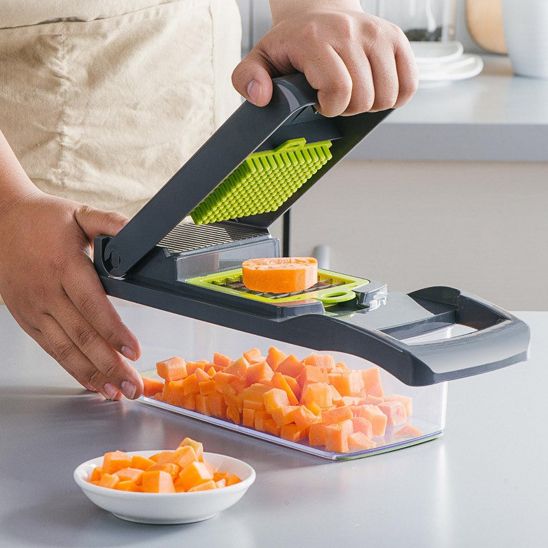 Multifunctional Vegetable Cutter, Hand Crank Roller Grater, Household Kitchen Vegetable Chopper, Slicer Potato Shredder, Vegetable Chopping Artifact, Green