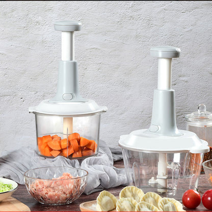 Hand Push 900 ML with 4 Stainless Steel Blades Vegetable & Fruit Chopper  (1 Bowl with LID, 1 cutter 4X Blade, 1 Handle)