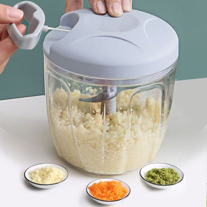 Vegetable and Fruit Manual Onion Dry Fruit Salad Maker Vegetable Quick String Chopper Machine, Cutter – 3 Stainless Steel Blades (470 ml, Grey)