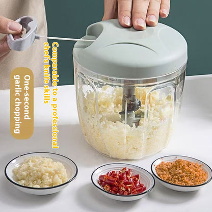 Vegetable and Fruit Manual Onion Dry Fruit Salad Maker Vegetable Quick String Chopper Machine, Cutter – 3 Stainless Steel Blades (470 ml, Grey)
