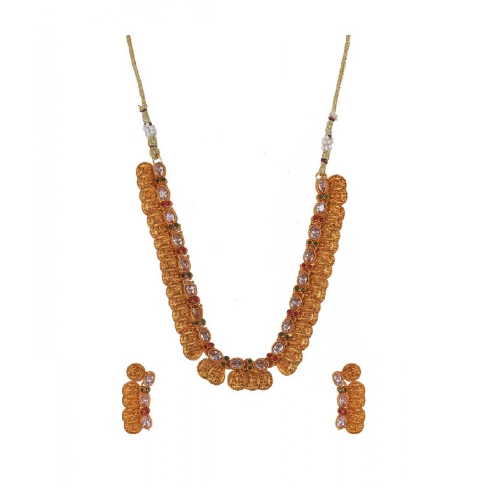 White Laxmi Coin Temple Choker Set - Vkart