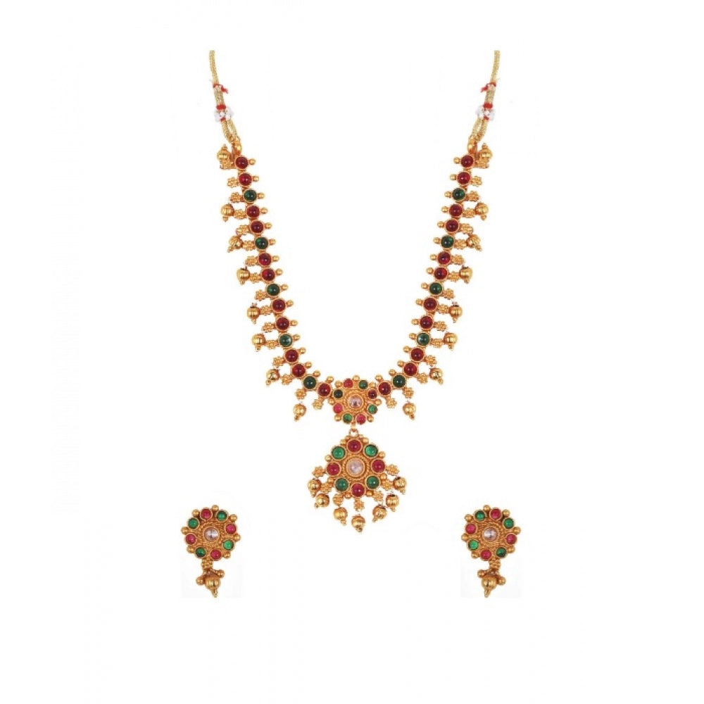 Multicolour Kempu Chain Jewellery Set - Vkart
