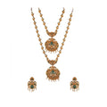Green Double Line Temple Jewellery Set - Vkart