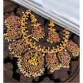 Multicolour Goddess Temple Necklace & Jhumka Set - Vkart