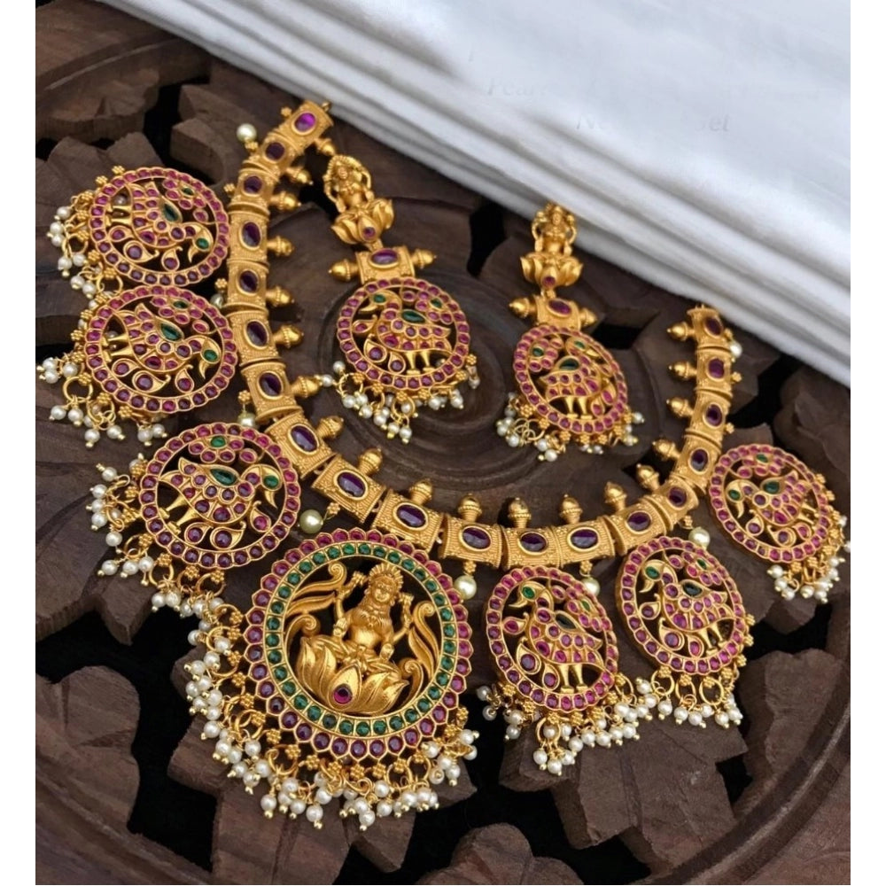 Multicolour Goddess Temple Necklace & Jhumka Set - Vkart