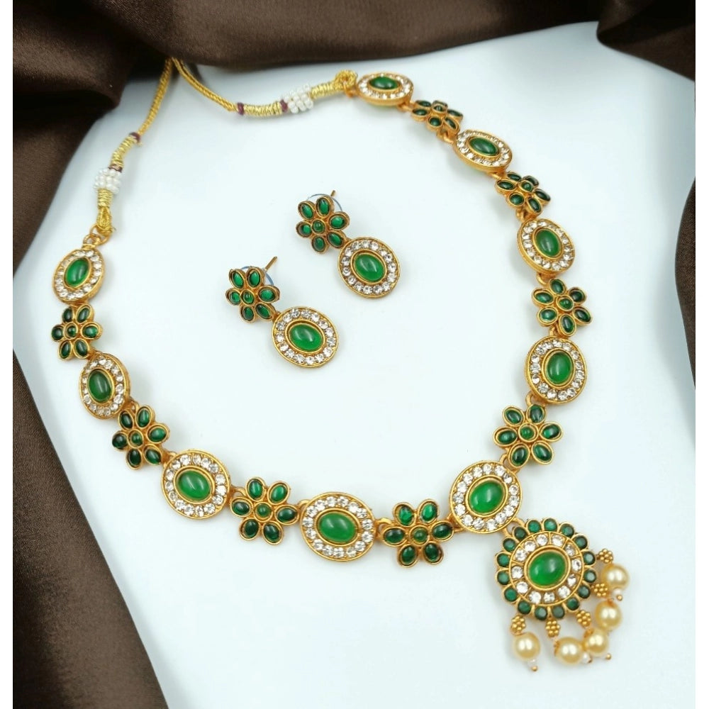 Green Temple Elegance Necklace & Earrings Set - Vkart