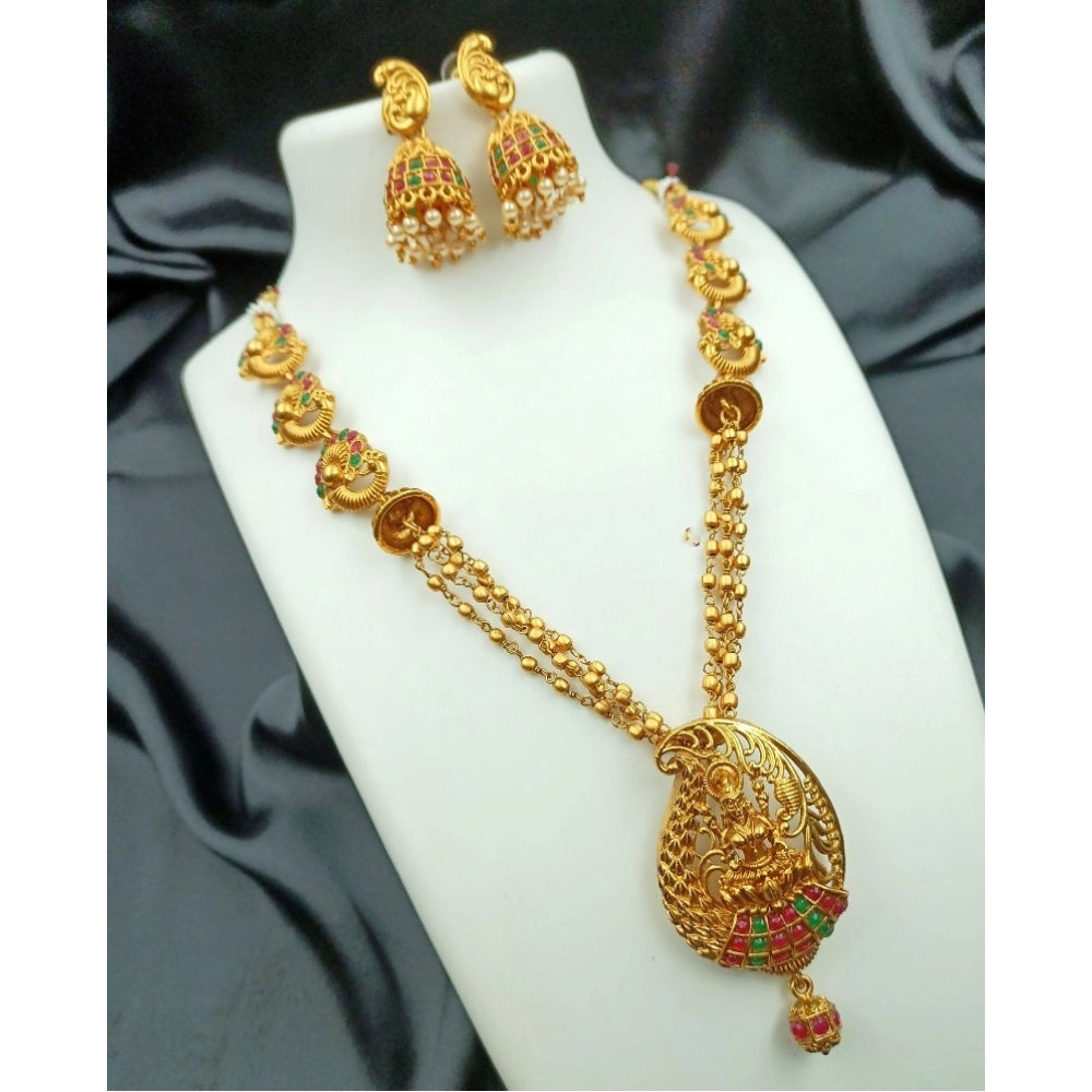Multicolour Traditional Temple Necklace & Earrings Set - Vkart