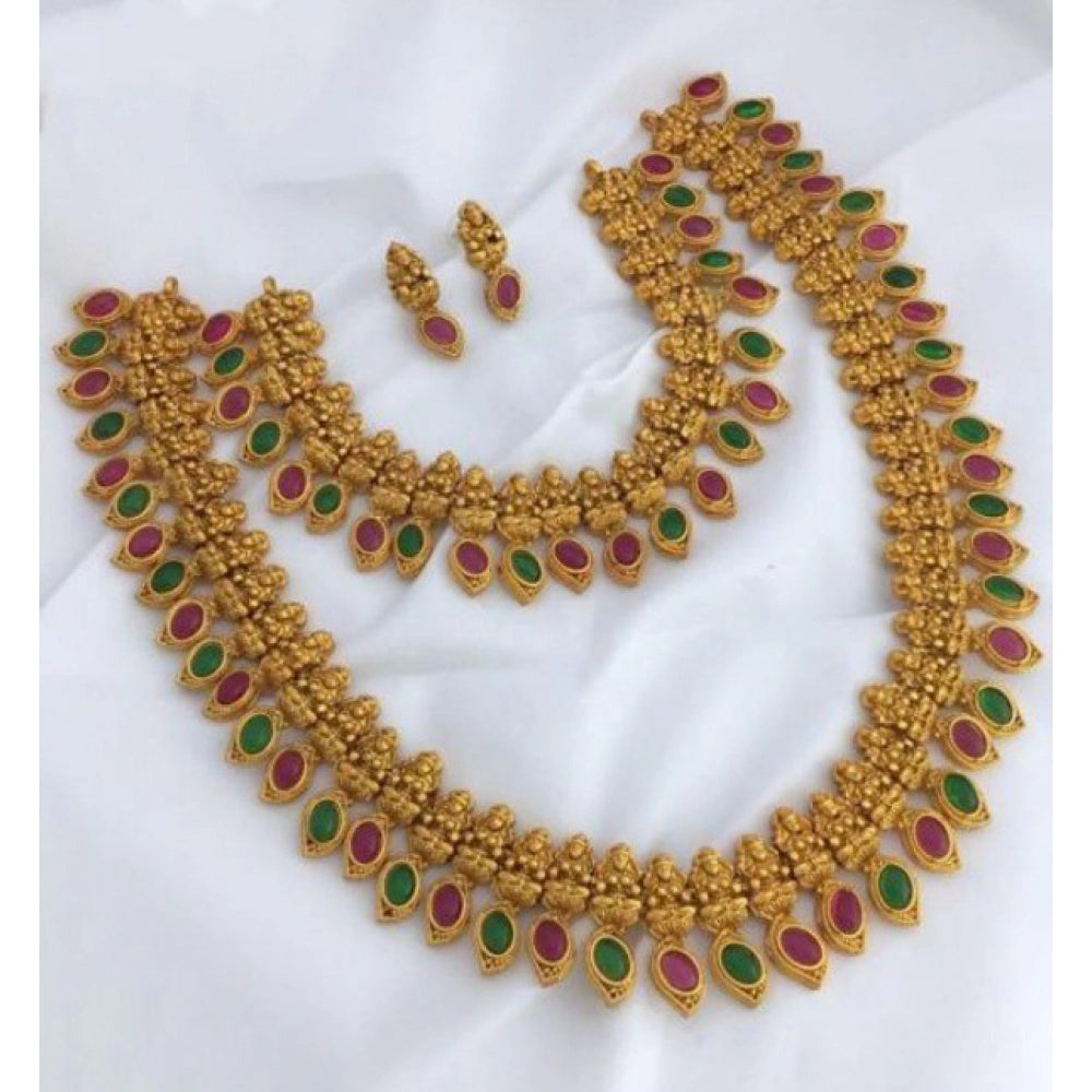 Red & Green Gold-Plated Jewellery Set - Vkart