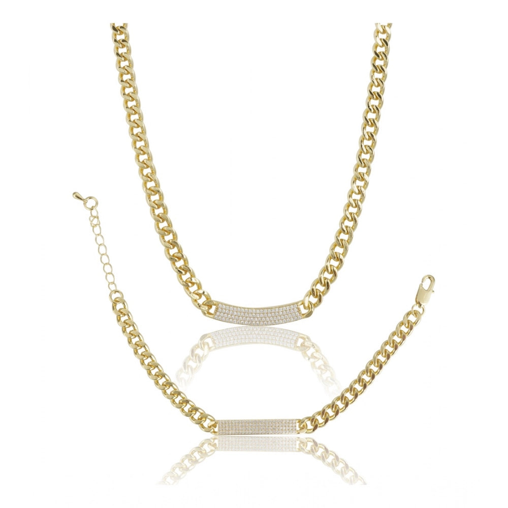 Gold Steel Bracelet & Necklace Combo - Vkart