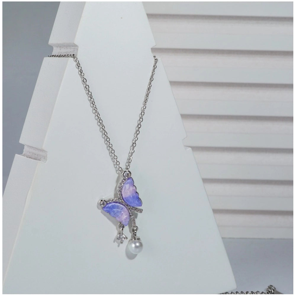 Silver Butterfly Dailywear Pendant Chain - Vkart - View 2