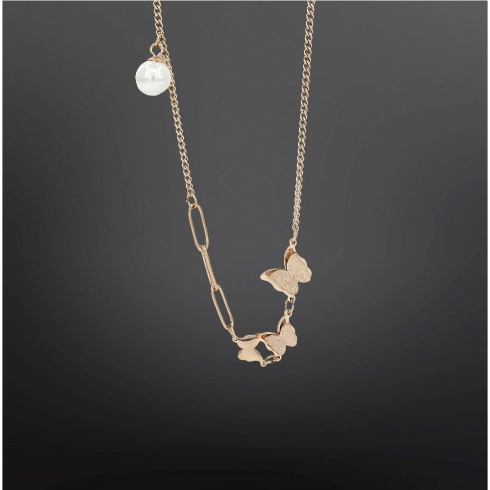 Gold Butterfly Pendant Steel Chain - Vkart - View 3
