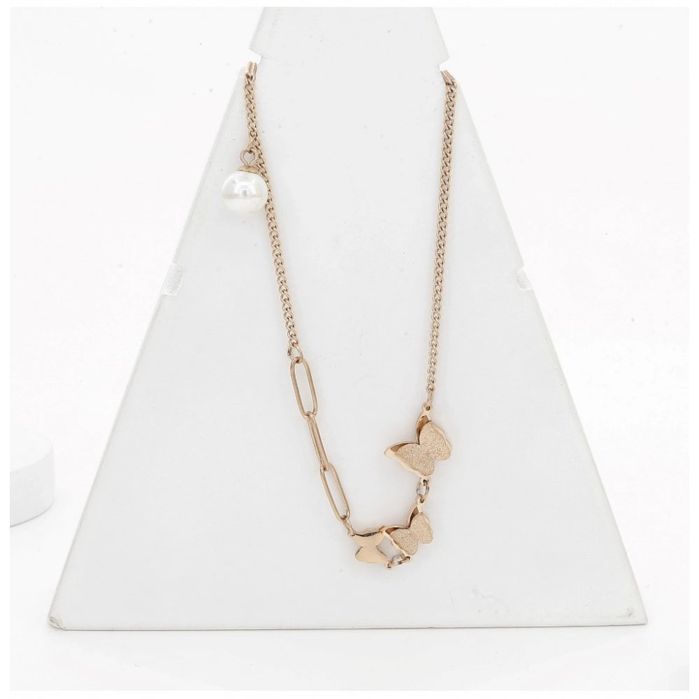 Gold Butterfly Pendant Steel Chain - Vkart