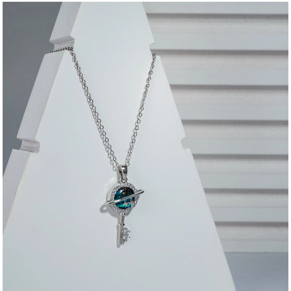 Silver Key Pendant Steel Chain - Vkart - View 2