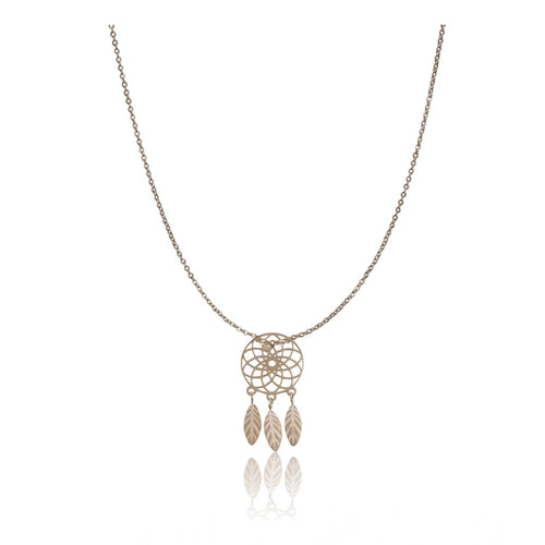Gold Dream Catcher Pendant Steel Chain - Vkart