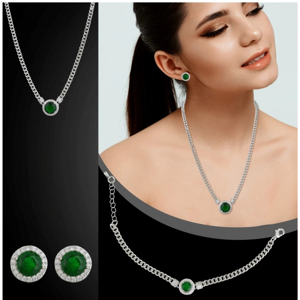 Green Stone Western Steel Combo Jewellery - Vkart - View 3