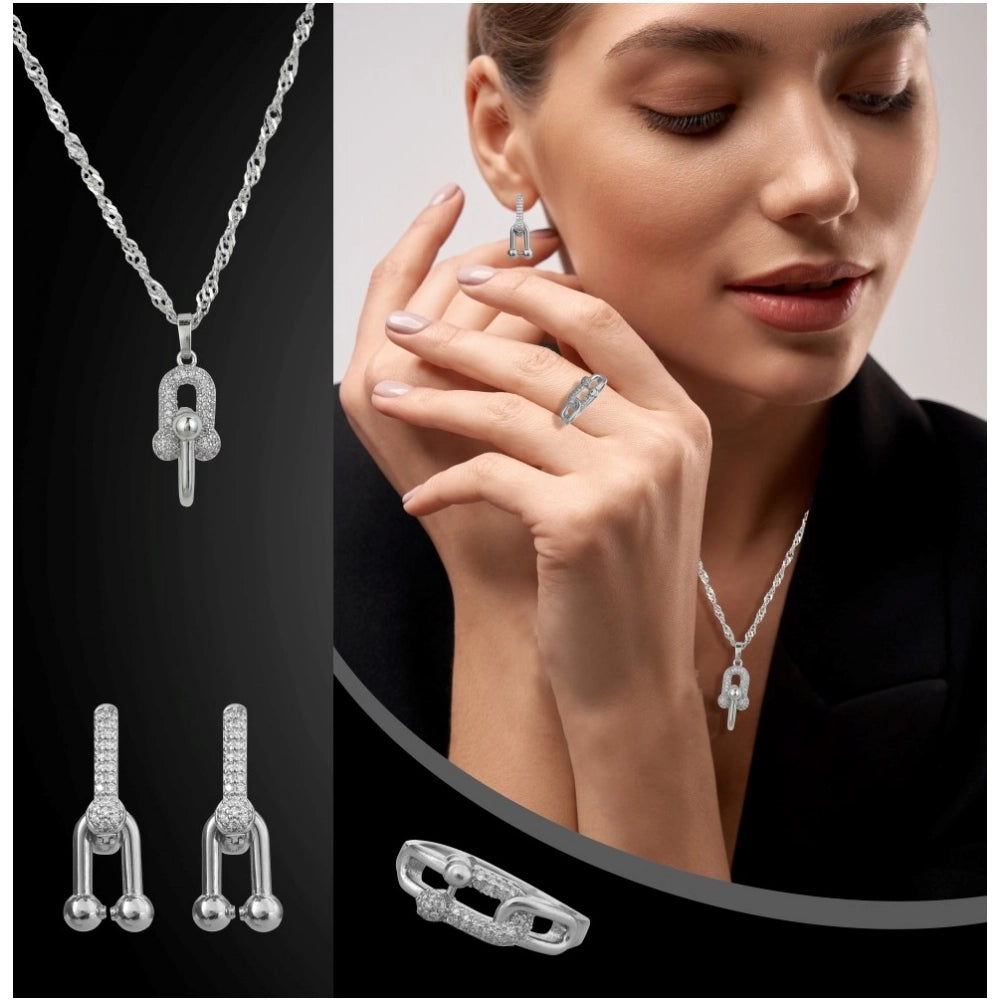 Silver Unique Design Steel Combo Jewellery - Vkart - View 3
