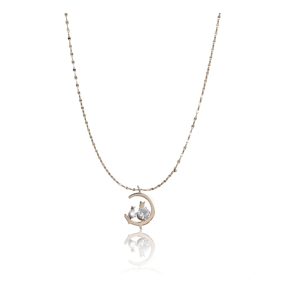 Gold Moon Pendant Steel Chain - Vkart