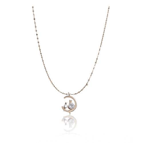 Gold Moon Pendant Steel Chain - Vkart