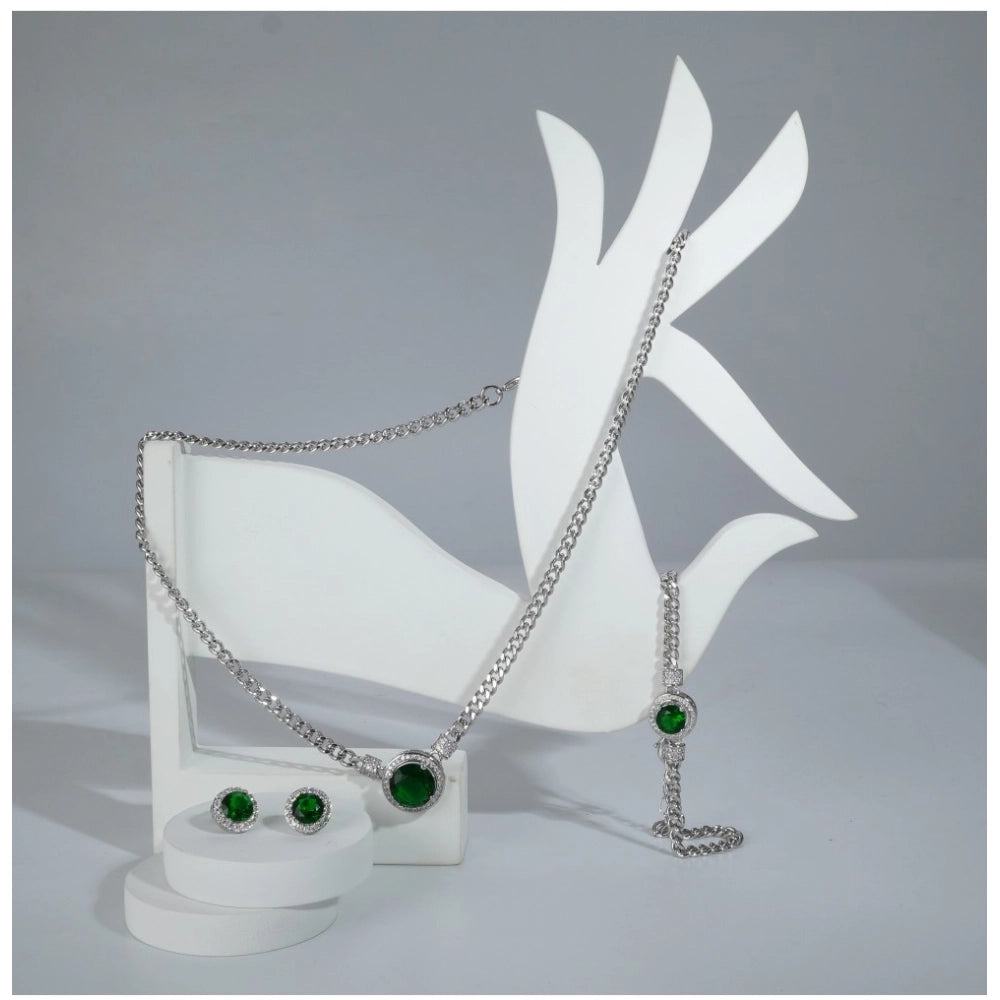 Green Stone Western Steel Combo Jewellery - Vkart - View 2