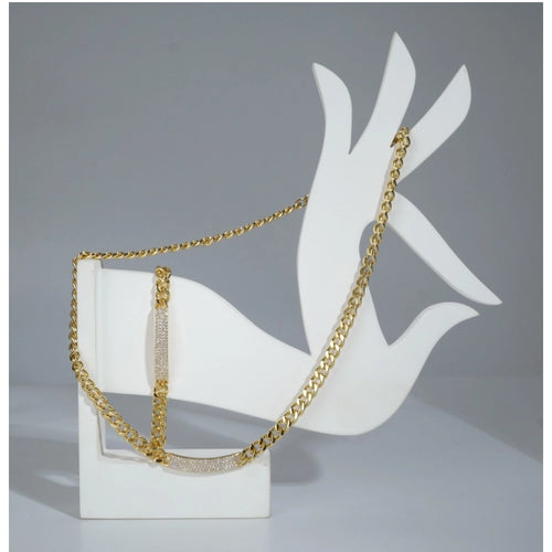 Gold Steel Bracelet & Necklace Combo - Vkart - View 2