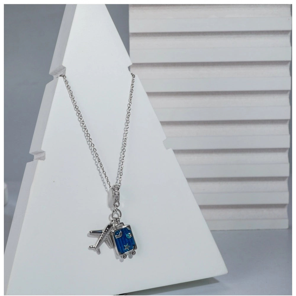 Silver Airplane Pendant Steel Chain - Vkart - View 2
