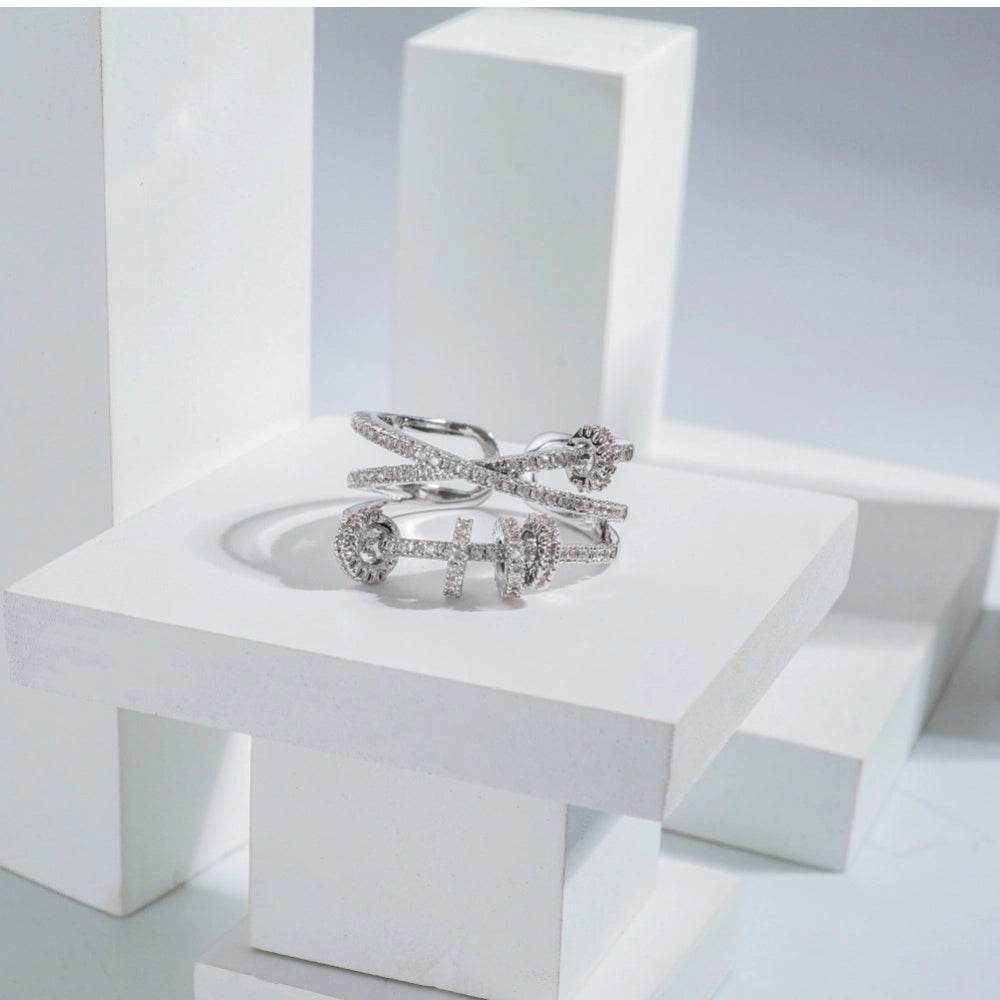 Silver Classic Steel Freesize Ring - Vkart - View 3