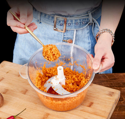 Hand Push 900 ML with 4 Stainless Steel Blades Vegetable & Fruit Chopper  (1 Bowl with LID, 1 cutter 4X Blade, 1 Handle)