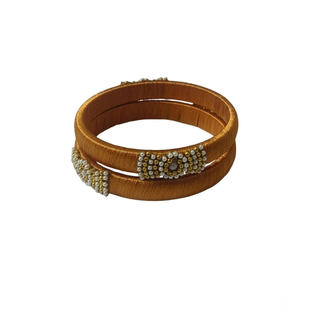 Light Brown Silk Thread Bangles (Size 2.1) - Vkart