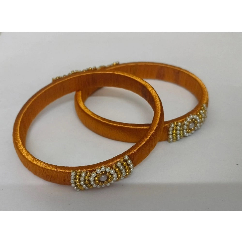 Light Brown Silk Thread Bangles (Size 2.1) - Vkart - View 2