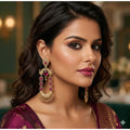 Multicolour Gold-Plated Chandbali Earrings No. 3 - Vkart