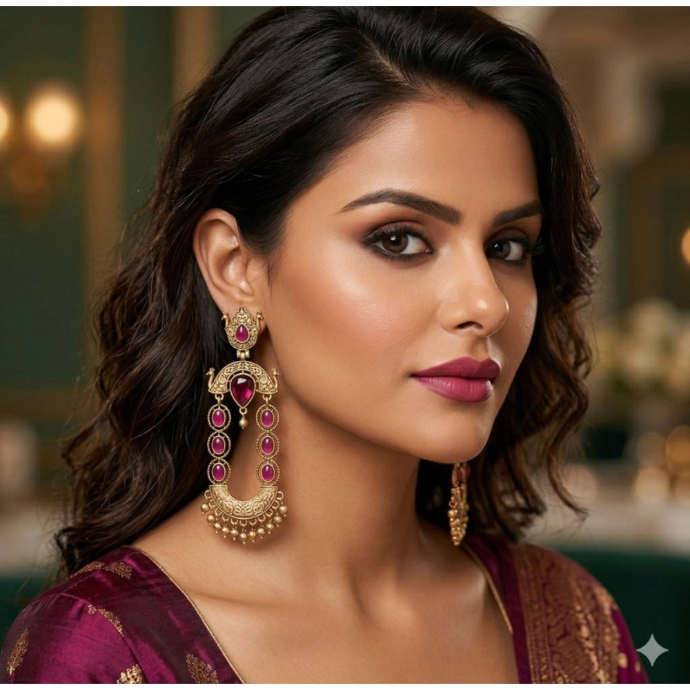 Multicolour Gold-Plated Chandbali Earrings No. 3 - Vkart
