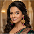 Multicolour Gold-Plated Chandbali Earrings No. 6 - Vkart