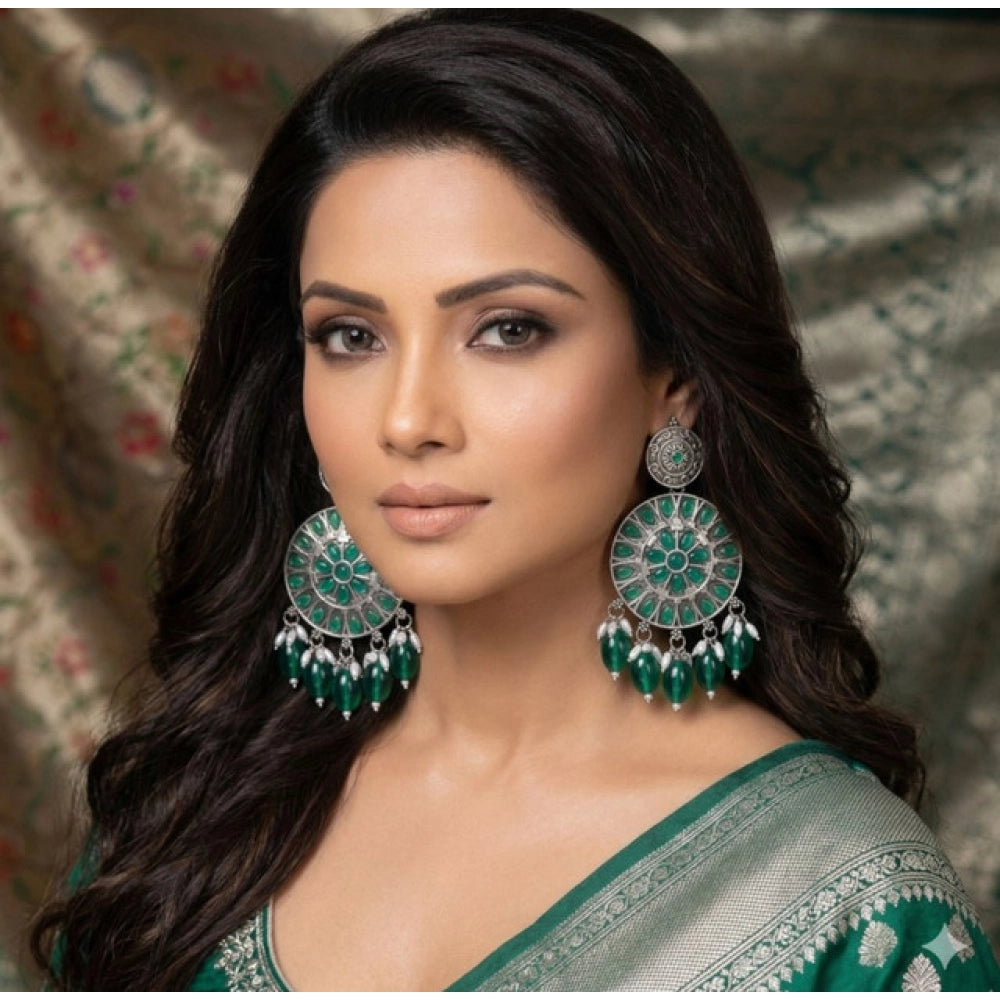 Multicolour Gold-Plated Chandbali Earrings No. 7 - Vkart