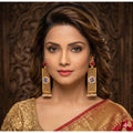 Multicolour Gold-Plated Dangler Earrings - Vkart