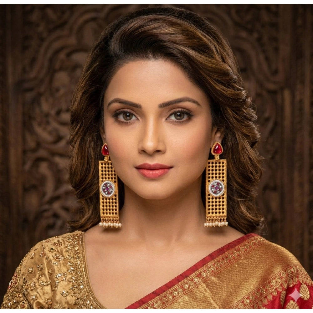 Multicolour Gold-Plated Dangler Earrings - Vkart