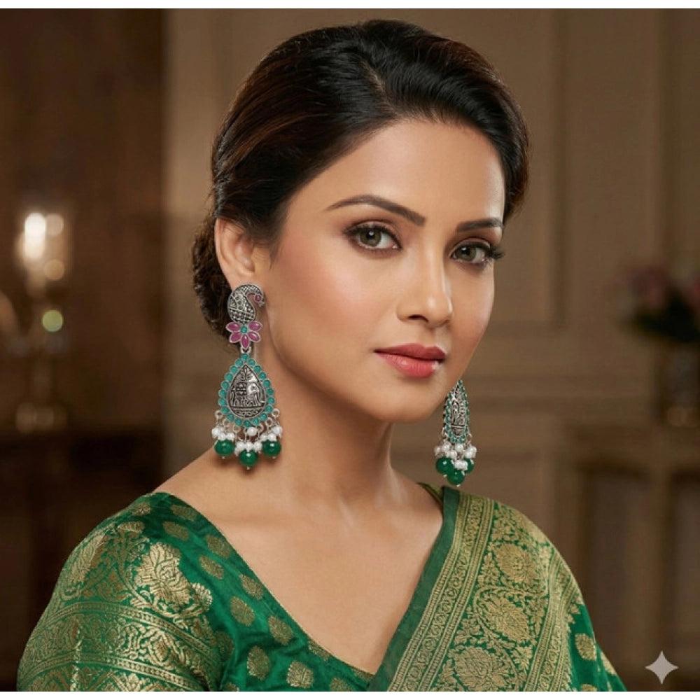 Multicolour Gold-Plated Chandbali Earrings No. 8 - Vkart