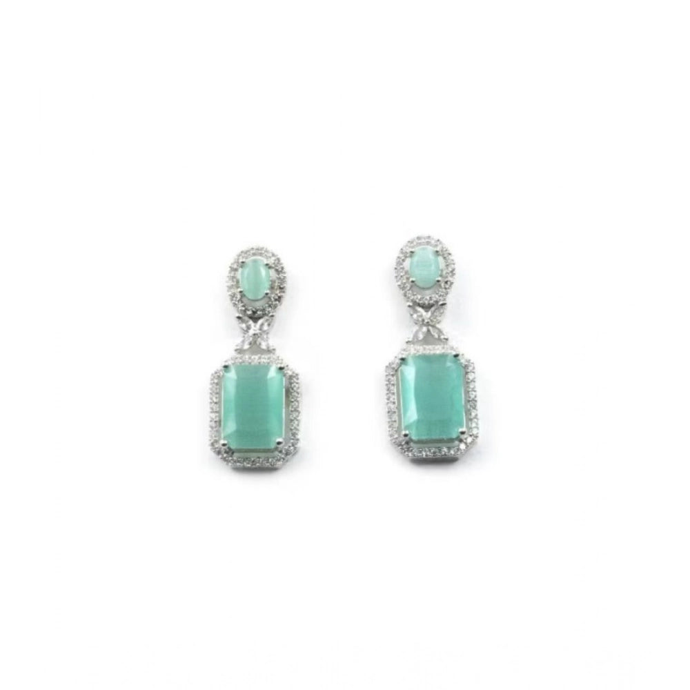 Turquoise Silver-Plated Drop Earrings No. 2 - Vkart - View 2