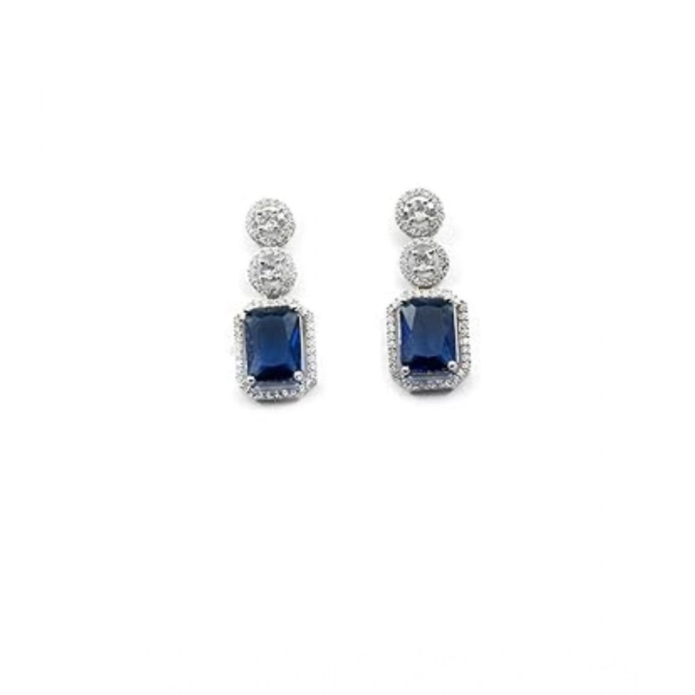 Blue Silver-Plated Drop Earrings No. 2 - Vkart - View 2