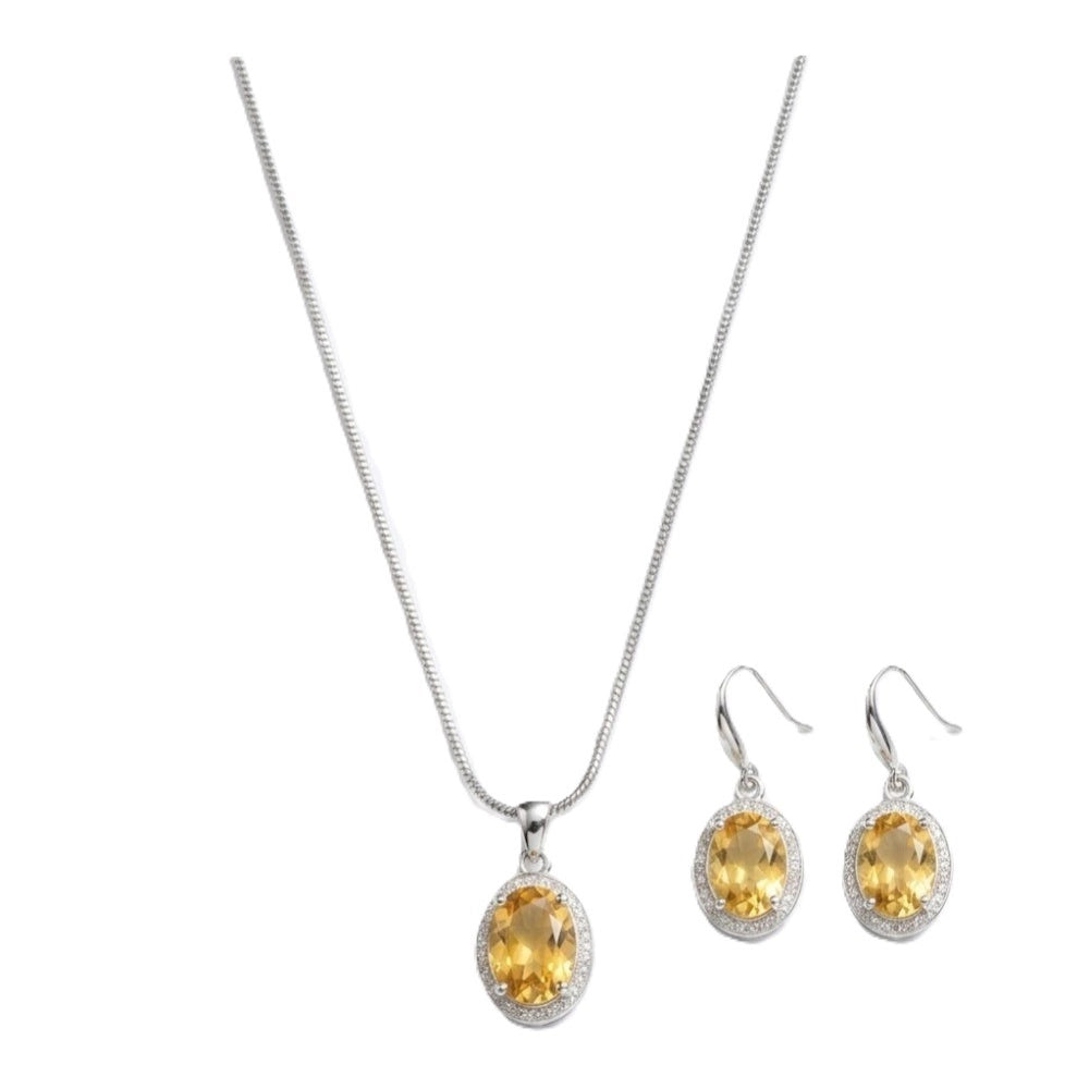 Yellow Silver-Plated Pendant Set - Vkart - View 2