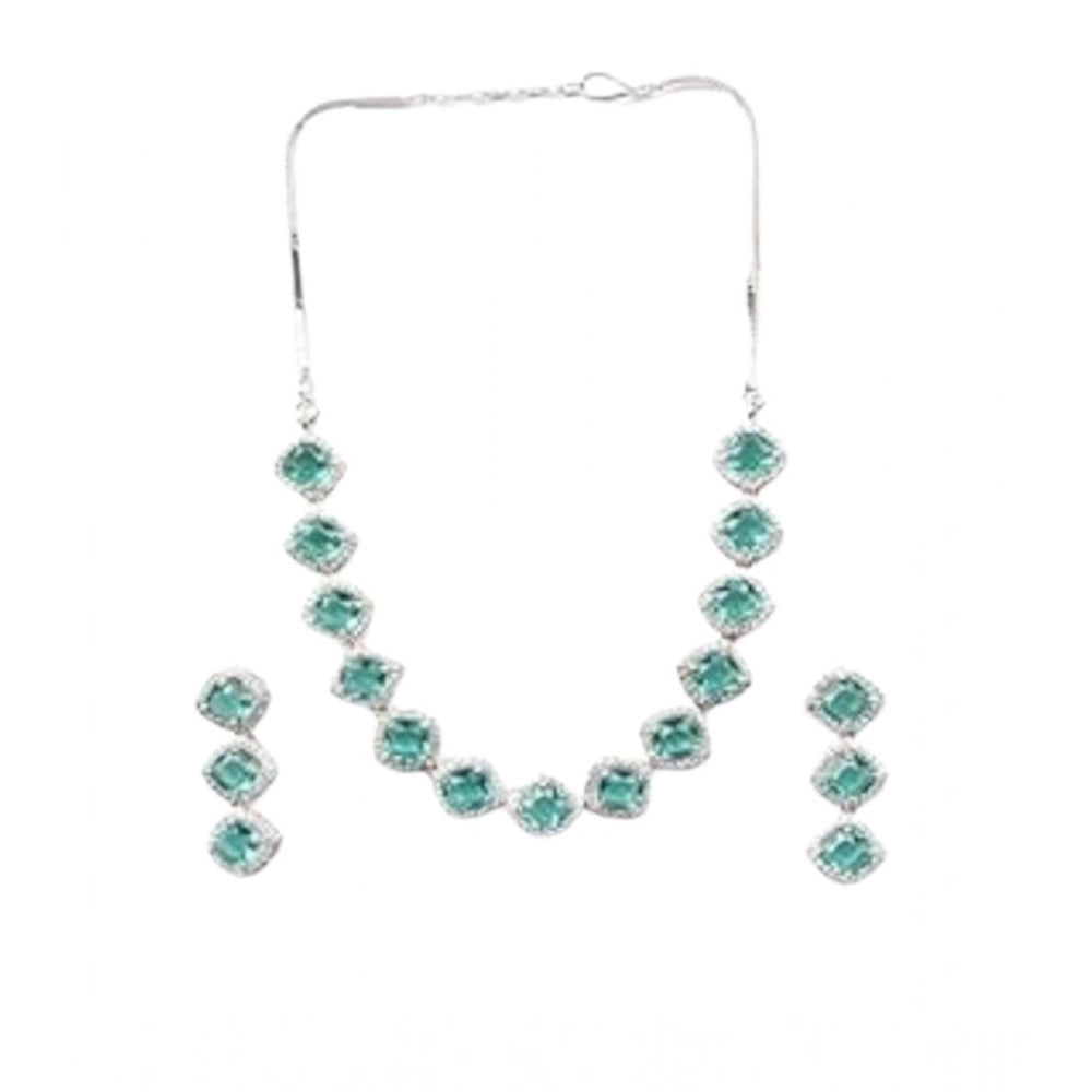 Green Silver-Plated Necklace Set No. 8 - Vkart - View 2