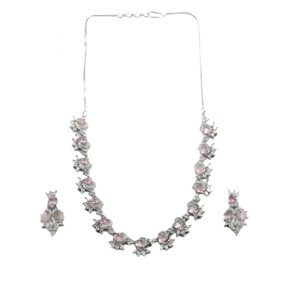 Pink Silver-Plated Necklace Set No. 6 - Vkart - View 2