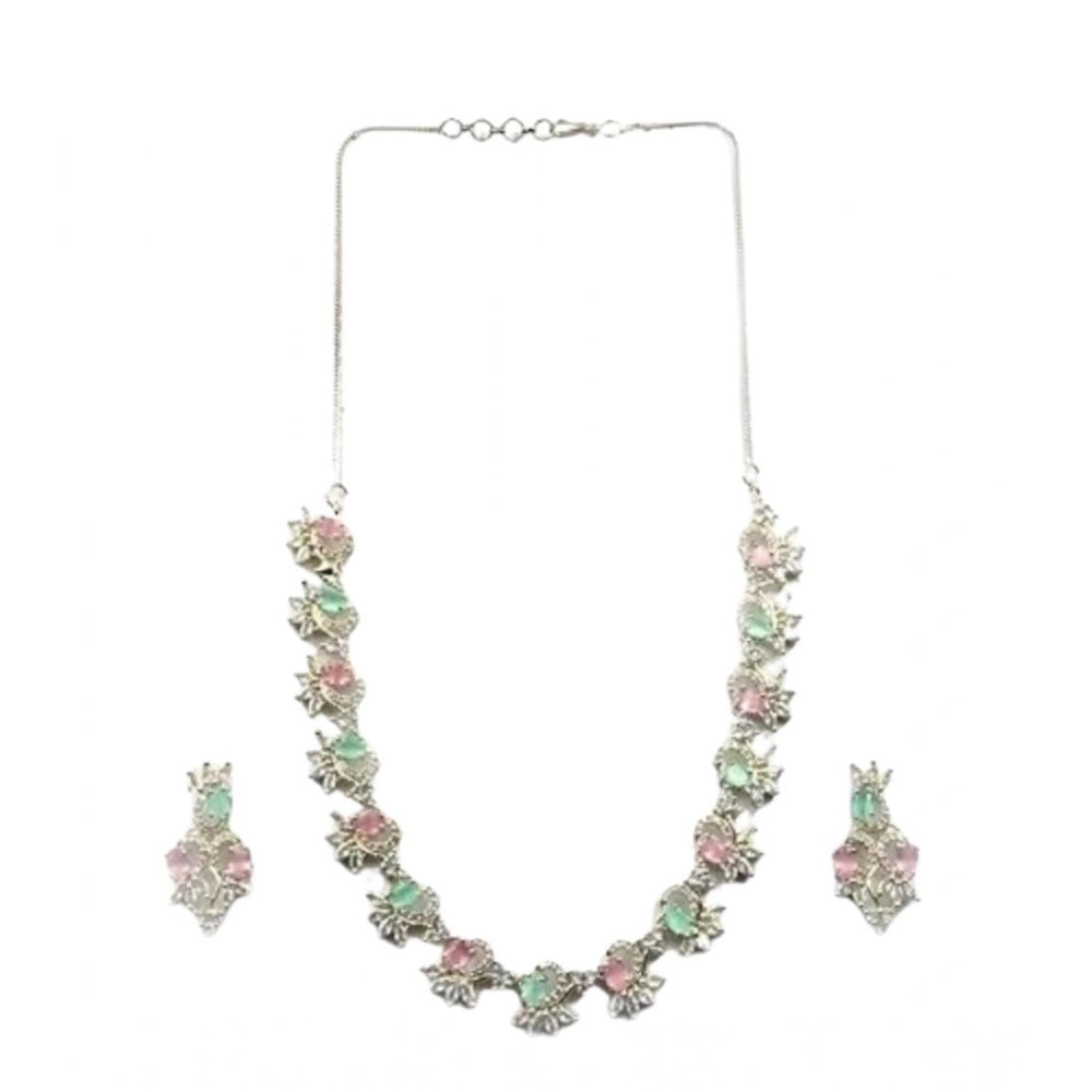 Multicolour Silver-Plated Necklace Set No. 2 - Vkart - View 2