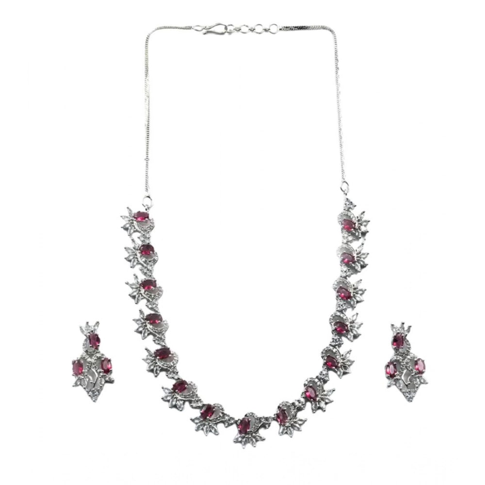 Red Silver-Plated Necklace Set No. 3 - Vkart - View 2