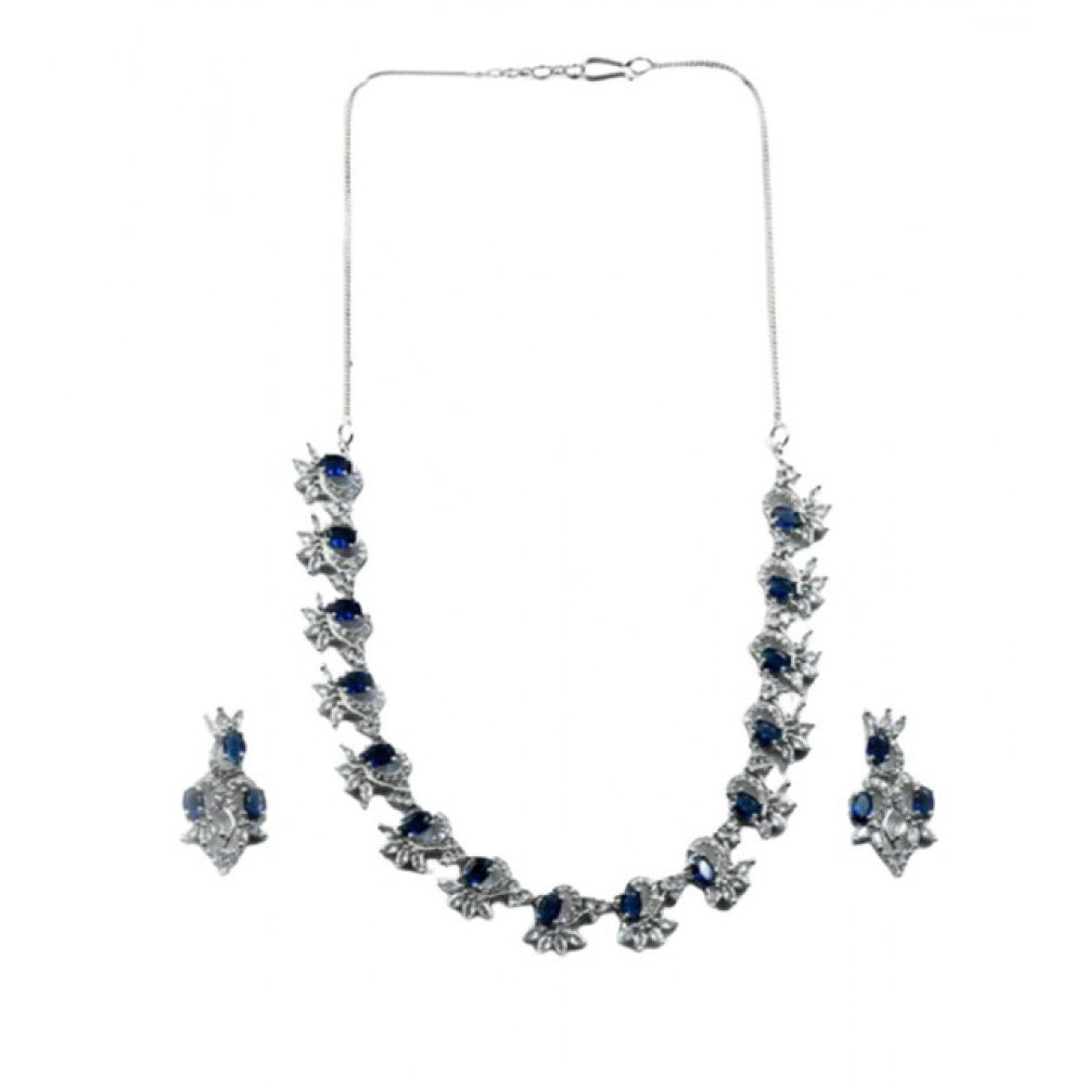 Blue Silver-Plated Necklace Set No. 4 - Vkart - View 2