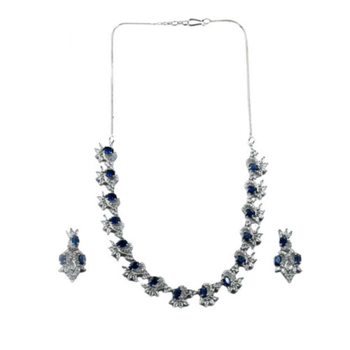 Blue Silver-Plated Necklace Set No. 4 - Vkart - View 2