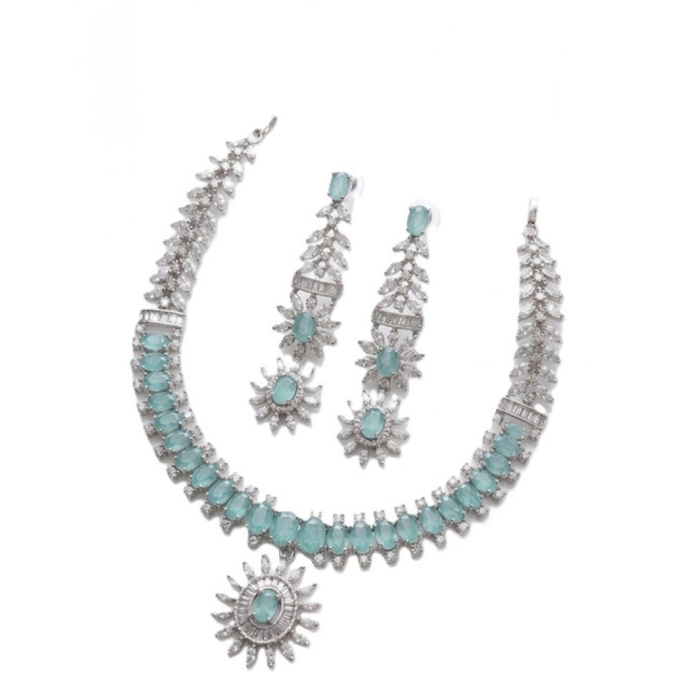 Turquoise Silver-Plated Necklace Set No. 10 - Vkart - View 2